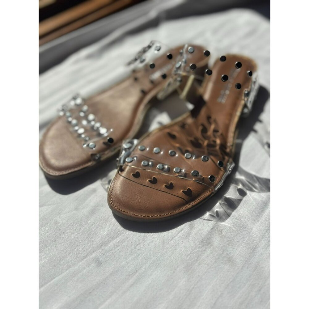 Sun + Stone Womens Clear Studded Slide Sandals